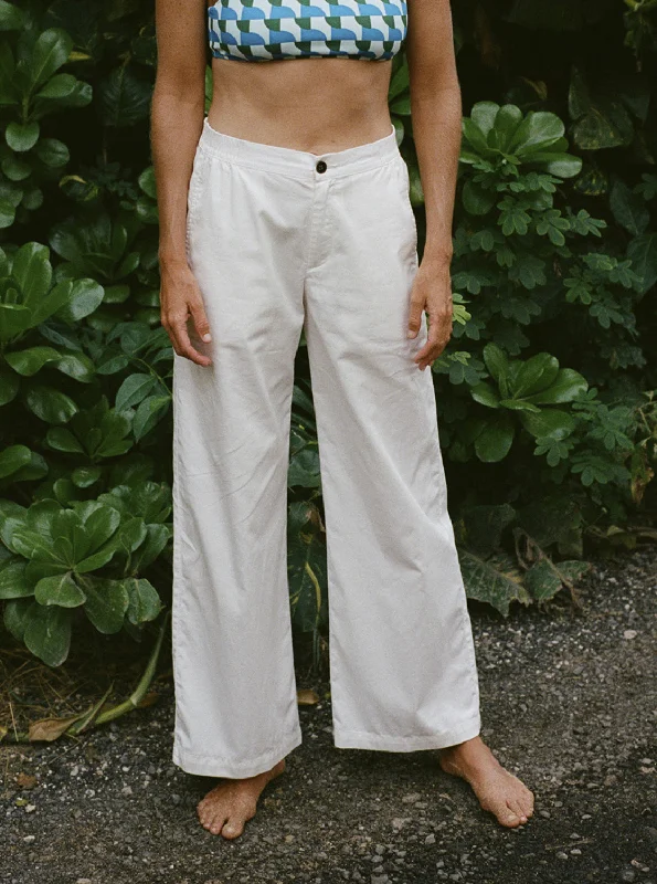 Moisture-wicking pants for intense gym workouts -Comfy Palazzo Pants - Blanc De Blanc