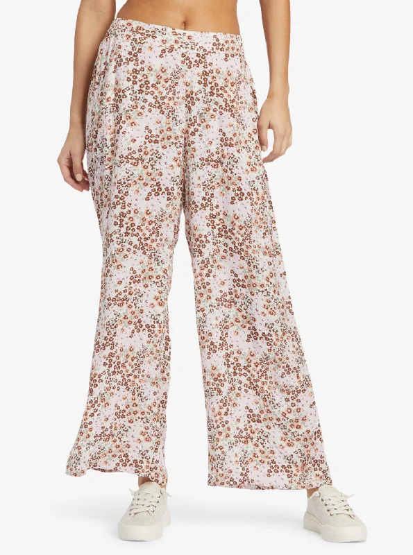 Relaxed chino pants for casual Friday offices -Midnight Avenue Pants - Wild Fields Floral Warm Taupe