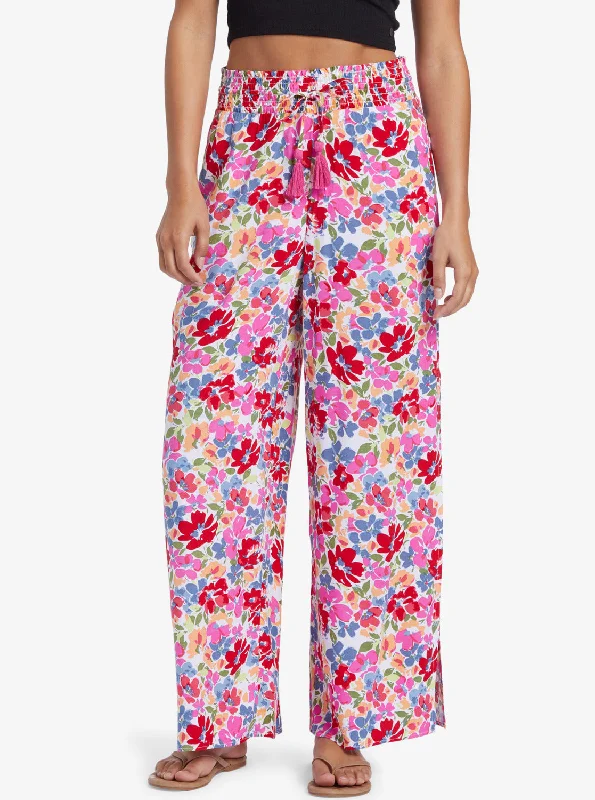 Stylish flare pants for retro party looks -Tropical Rhythm Beach Pants - Shocking Pink Bloomin Babe