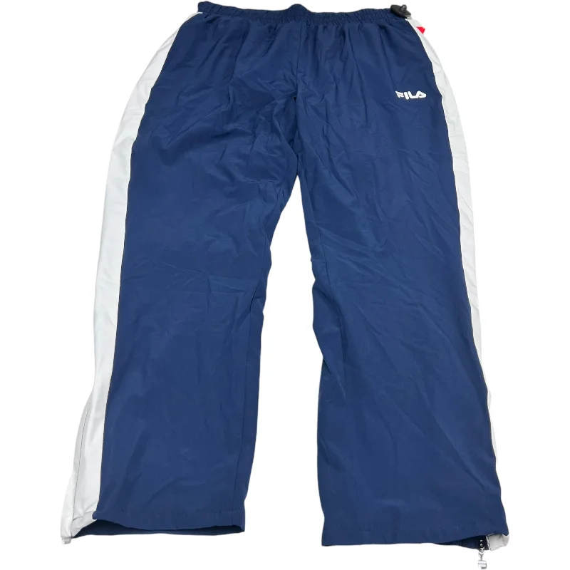 Elegant wide-leg pants for upscale dinner dates -Athletic Pants By Fila In Blue & White, Size: 1x