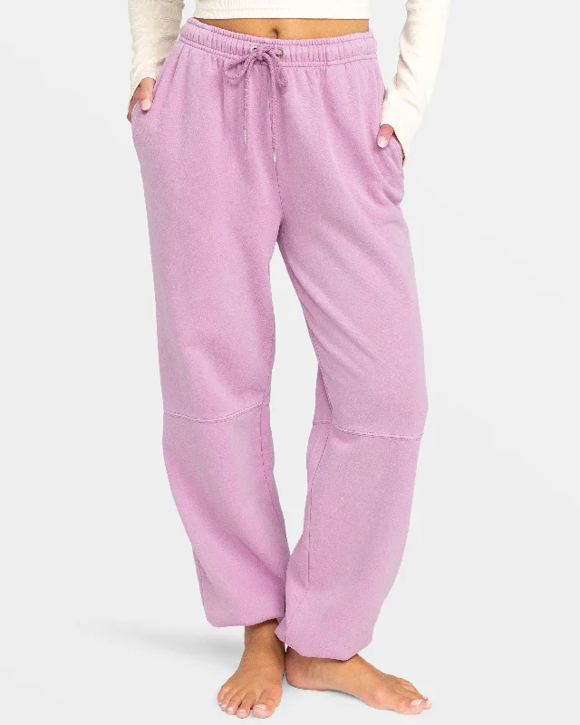 Tailored khaki pants for smart casual attire -Oasis Haze Elastic Waist Pants - Mauve Orchid