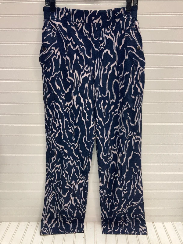 Designer skinny pants for luxury fashion flair -Athletic Pants By Athleta In Blue & White, Size: 8