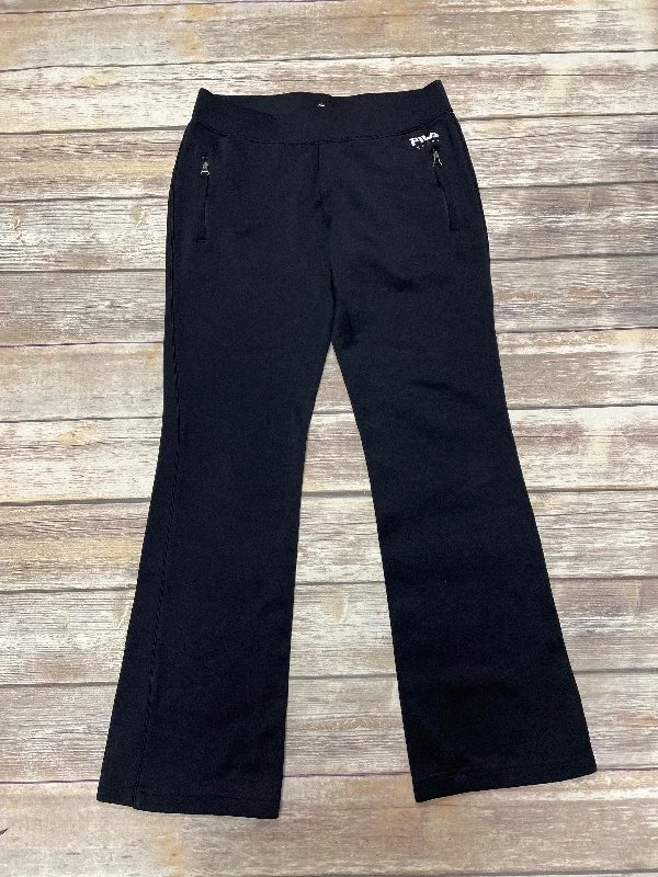 Stylish wide-leg pants for bold evening looks -Athletic Pants By Fila In Black, Size: M