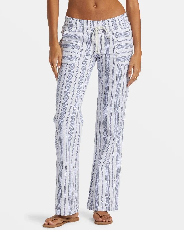 Reinforced cargo pants for heavy-duty field work -Oceanside Flared Pants - Mood Indigo Beachside Stripe