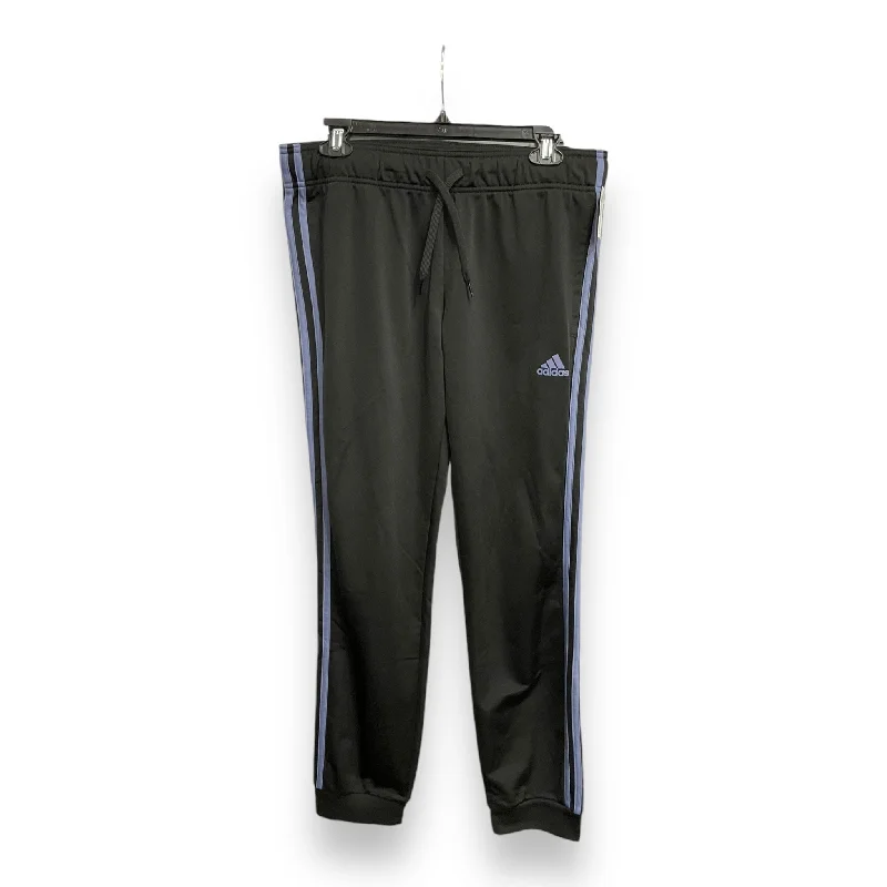 Versatile black pants for any occasion pairing -Athletic Pants By Adidas In Black & Blue, Size: M