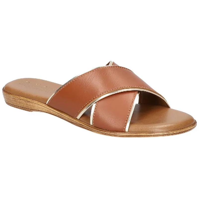 Casual sandals for women with bohemian-style straps and flat sole for comfort-Sandals for outdoor markets-Bella Vita Womens Tab-Italy Leather Open Toe Slide Sandals