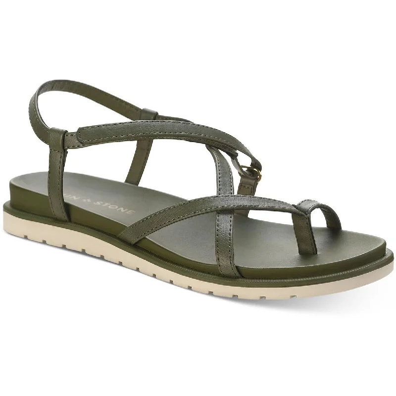 Trendy sandals for men with breathable fabric and adjustable straps for summer wear-Sandals with breathable fabric-Sun + Stone Womens Juune Ankle Strap Flat Slingback Sandals