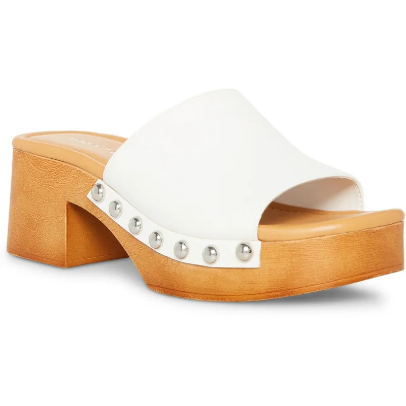 Trendy sandals for men with suede straps and minimalistic design for everyday wear-Sandals with platform soles-Madden Girl Womens Hilly Faux Leather Studded Slide Sandals