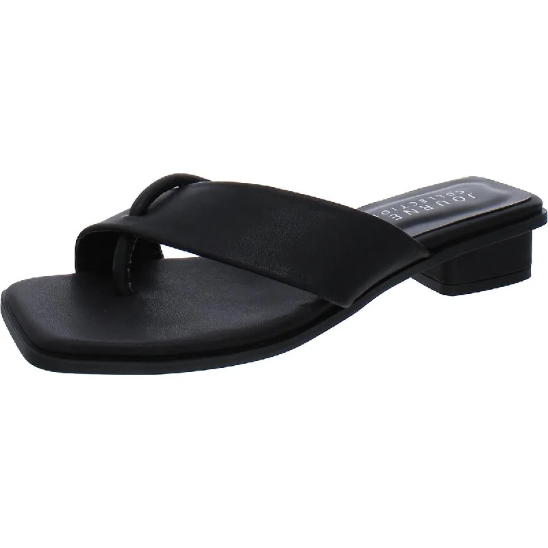 Comfortable sandals for men with memory foam footbed and adjustable straps for fit-Sandals for college students-Journee Collection Womens Faux Leather Thong Slide Sandals