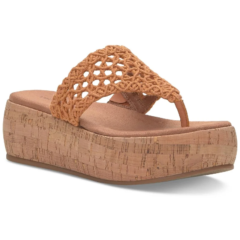 Casual sandals for men with open-toe design and soft leather upper-Sandals for plantar fasciitis-Lucky Brand Womens Jaslene Macrame Slip On Flatform Sandals