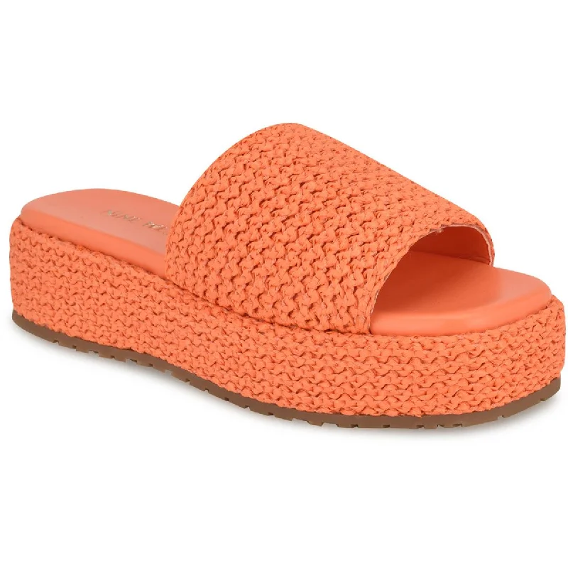 Stylish sandals for women with platform soles and trendy ankle straps-Sandals for camping-Nine West Womens Keziah Woven Slip-On Platform Sandals