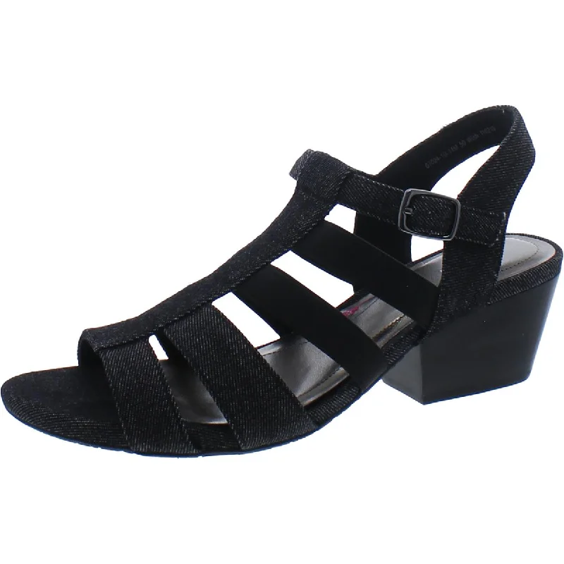 High-heeled sandals for women with wedge design and stylish straps-Sandals for dressy occasions-Ros Hommerson Womens Wish Denim Ankle Gladiator Sandals