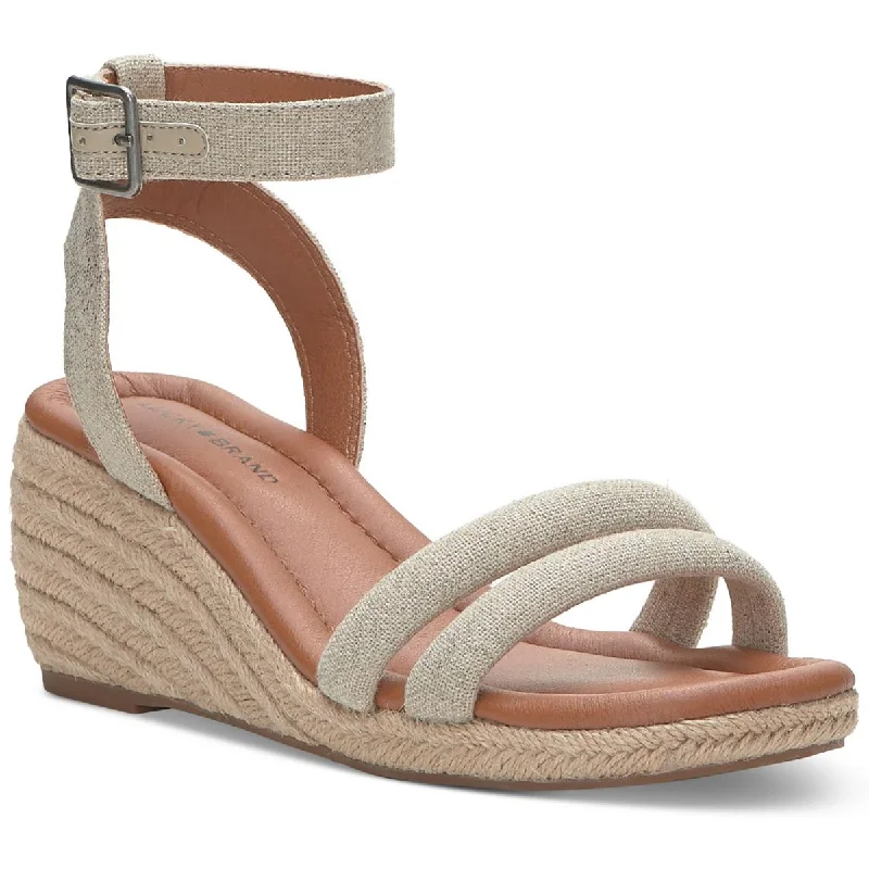 Trendy sandals for women with wedge heels and strappy design for casual chic-Sandals with rubber soles-Lucky Brand Womens Nasli Open Toe Ankle Strap Wedge Sandals