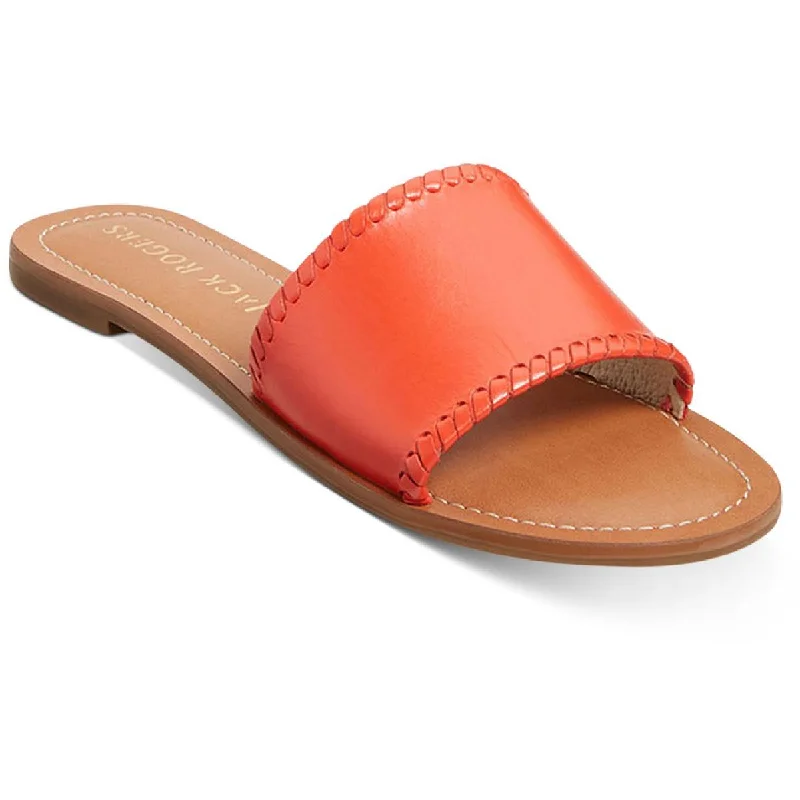 Stylish sandals for women with unique buckle details and flat design-Sandals for running-Jack Rogers Womens Sofia Faux Leather Slip On Flat Sandals