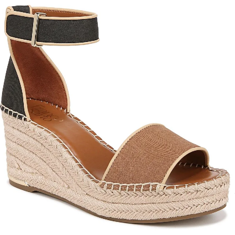 Slip-on sandals for women with adjustable straps and flexible material for comfort-Sandals for weddings-Franco Sarto Womens Clemens 5 Cushioned Footbed Espadrille Wedge Sandals