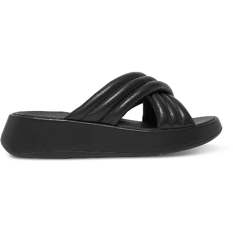 Comfortable sandals for men with velcro straps and soft material construction-Sandals for plantar fasciitis-Fitflop Womens F-Mode Leather Slide Wedge Sandals