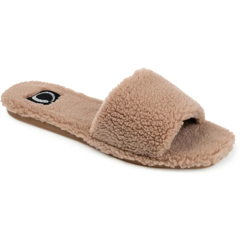 Trendy sandals for men with fabric straps and casual design for laid-back style-Sandals for formal events-Journee Collection Womens Faux Fur Slip-On Slide Sandals