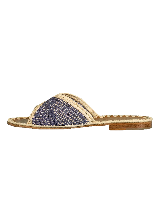 Trendy sandals for men with breathable fabric and adjustable straps for summer wear-Sandals for kids-Salon Misted Woven Raffia Slide Sandals