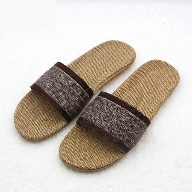 Trendy sandals for men with canvas straps and easy slip-on design for casual outings-Sandals for music concerts-Men's Famous Summer Hot Flax Casual Home Beach Sandals Slippers Shoes