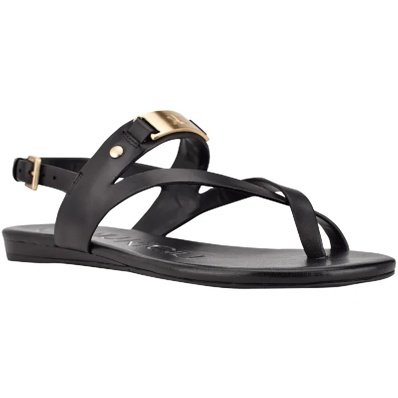 Trendy sandals for men with breathable fabric and adjustable straps for summer wear-Sandals with Velcro straps-Calvin Klein Womens Sadra Leather Thong Flat Sandals