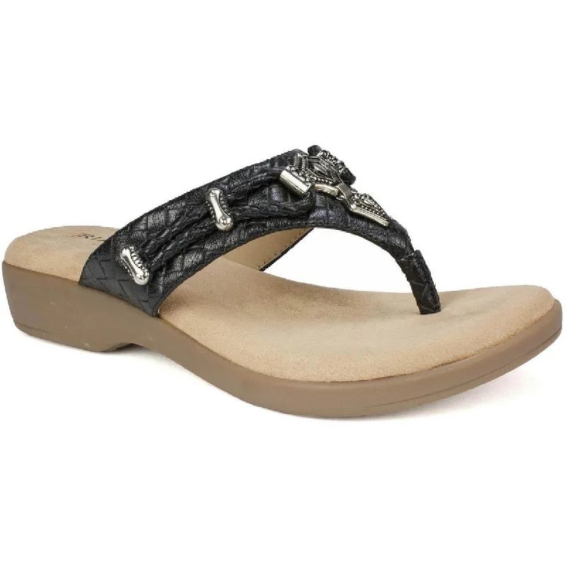 Casual sandals for men with open-toe design and soft leather upper-Sandals with open toes-Rialto Womens Bailee Woven Thong Wedge Sandals