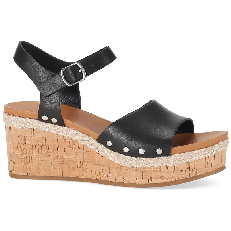 Casual sandals for men with rubber footbed and adjustable buckle for easy wear-Sandals for road trips-Style & Co. Womens Laceyy Faux Leather Ankle Strap Wedge Sandals