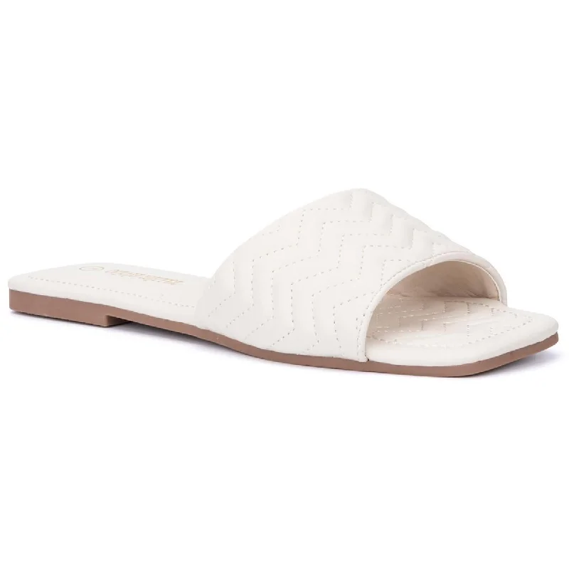 Casual sandals for men with slip-on design and cushioned support for easy wear-Sandals with ankle straps-Olivia Miller Womens Quilted Slip-On Slide Sandals