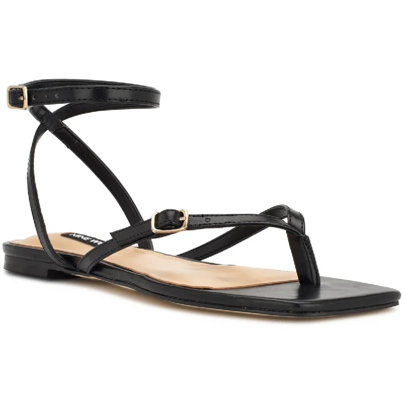 Stylish sandals for women with platform soles and trendy ankle straps-Sandals with wedge heels-Nine West Womens NELSON3 Comfort Insole Gladiator Sandals