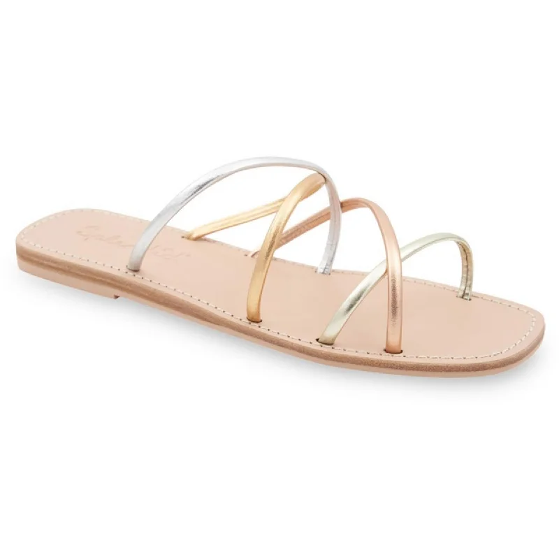 Comfortable sandals for men with breathable straps and durable slip-resistant soles-Sandals with cushioned insoles-Splendid Womens Frankie Leather Criss-Cross Slide Sandals