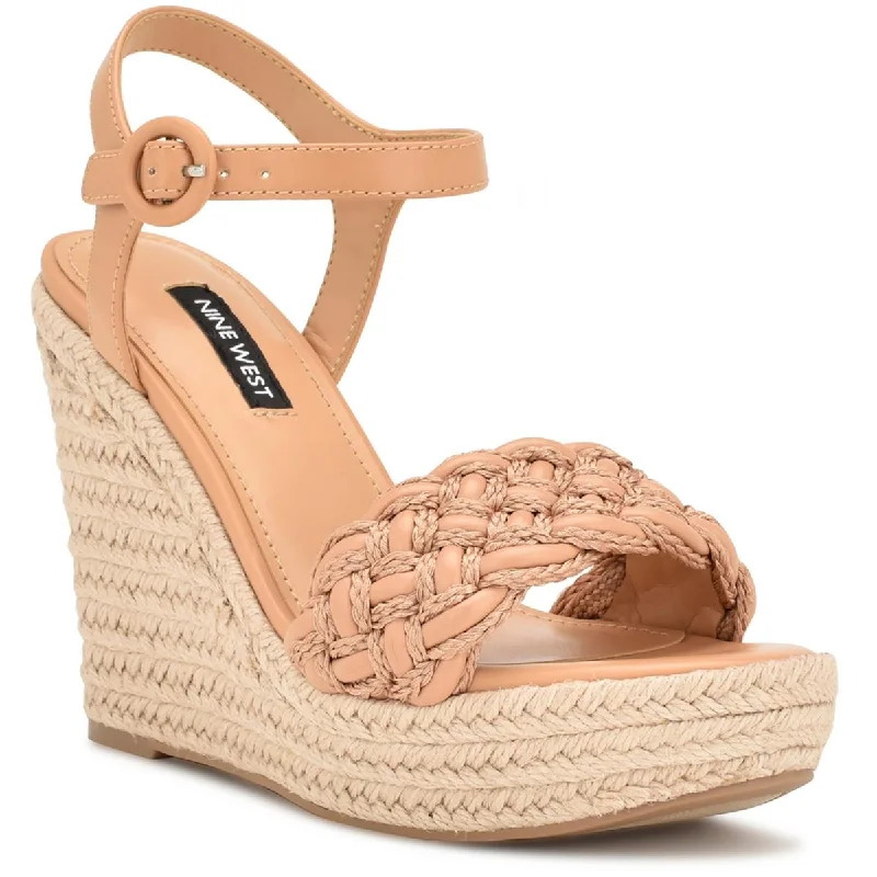 High-heeled sandals for women with thin straps and metallic shine for evening wear-Sandals with arch support-Nine West Womens WNHOSANA3 Woven Wedge Sandals