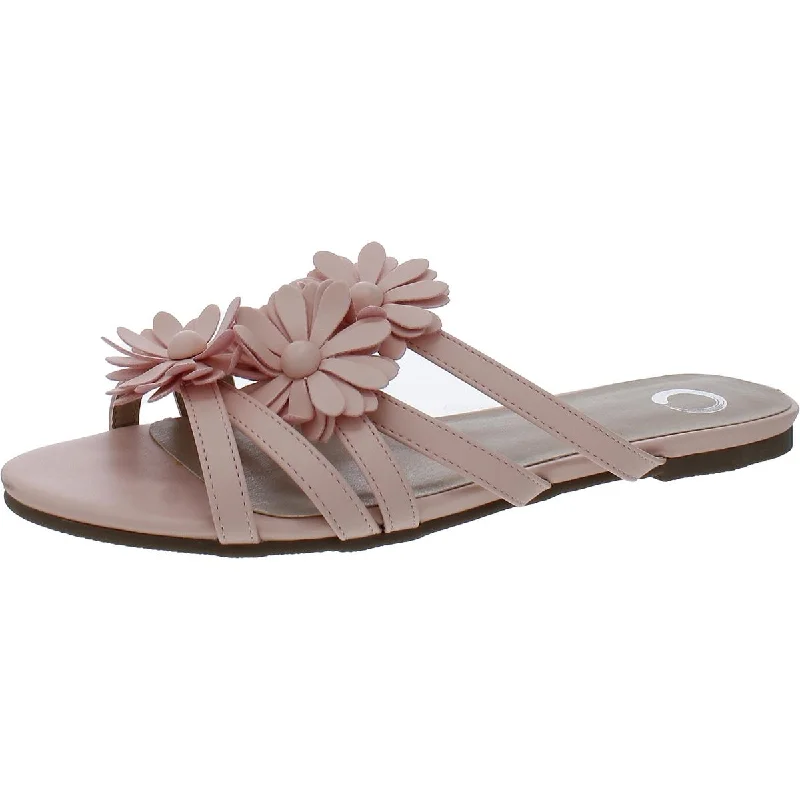 Comfortable sandals for women with extra padding and wide fit options-Sandals for dads-Journee Collection Womens Faux Leather Floral Strappy Sandals