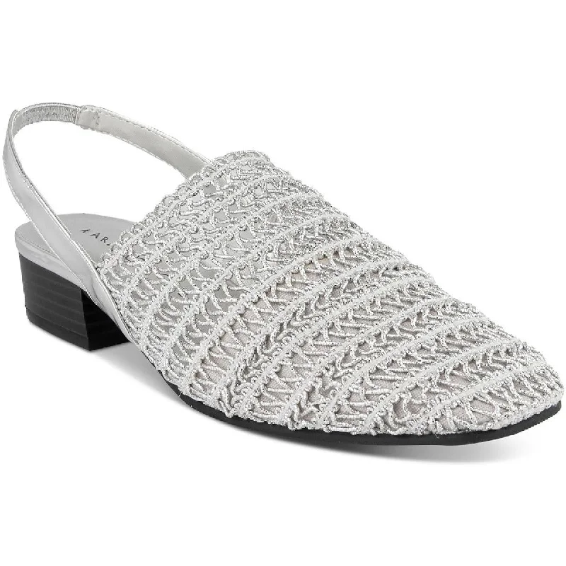 Stylish sandals for men with leather straps and durable rubber soles-Sandals for casual wear-Karen Scott Womens Carlton Crochet Stacked Heel Slingback Sandals