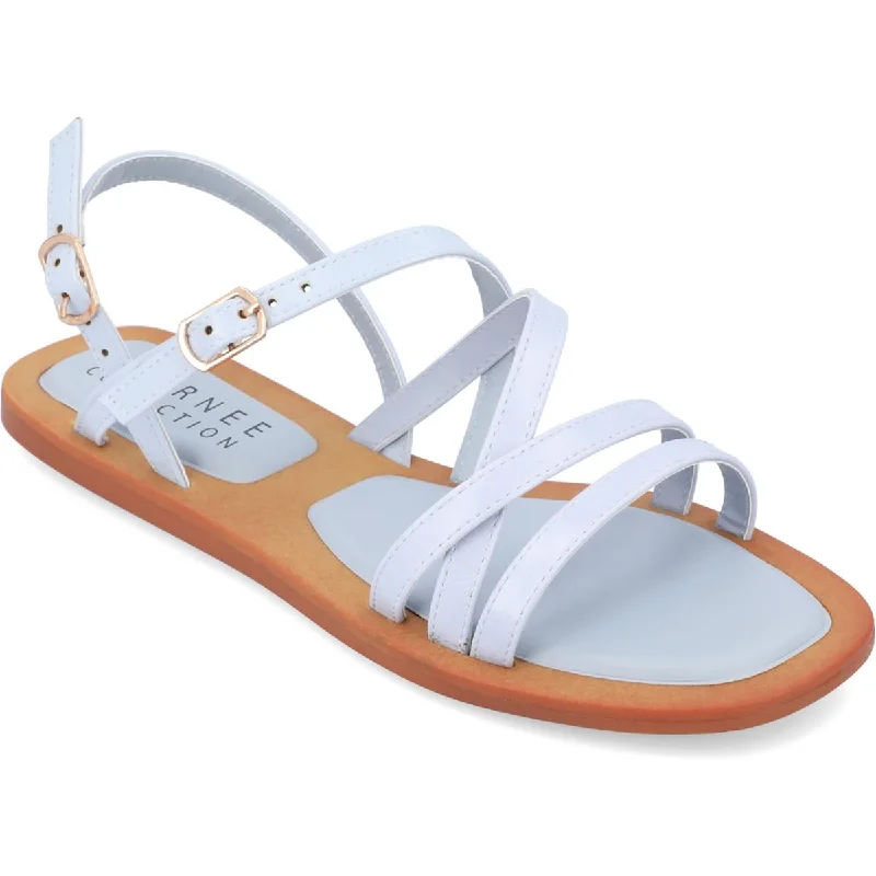 Beach sandals for women with slip-on design and vibrant color options-Sandals with memory foam-Journee Collection Womens ENNID Square toe Strappy Flatform Sandals