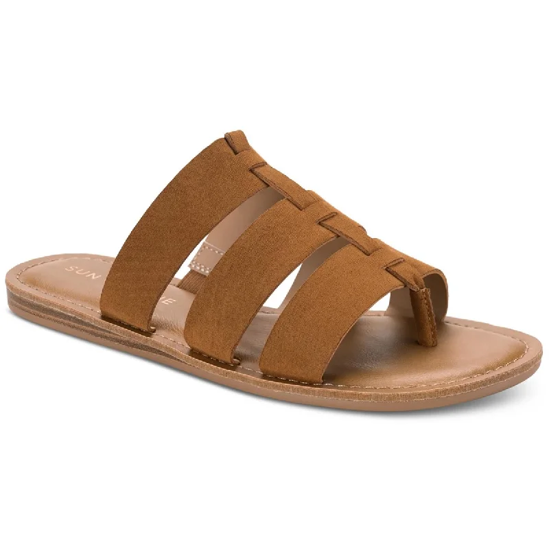 Comfortable sandals for men with velcro straps and soft material construction-Sandals for resort wear-Sun + Stone Womens Oliaa Faux Suede Slide Sandals