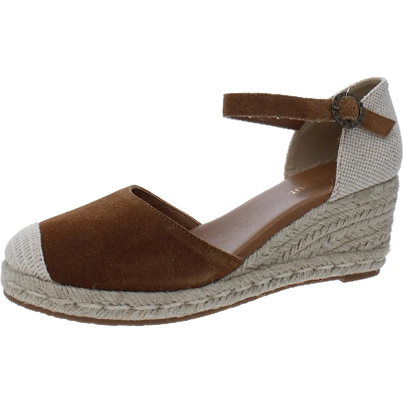 Fashionable sandals for women with ankle straps and chic metallic finishes-Sandals with leather straps-Barbour Womens Suede Closed Toe Wedge Sandals