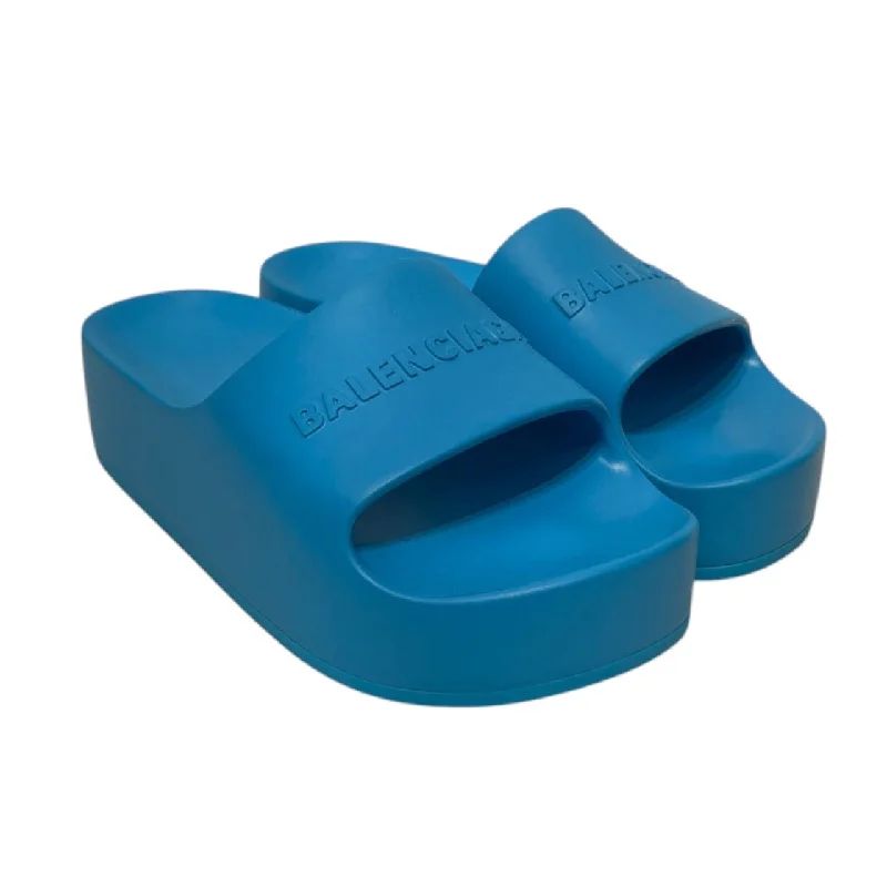 Comfortable sandals for women with wide fit options and soft cushioning for feet-Sandals with open toes-BALENCIAGA/Sandals/US 7/BLU/Balenciaga Embossed Logo