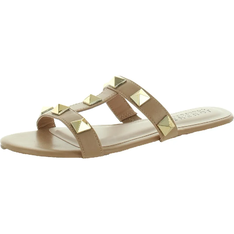 Stylish sandals for women with metallic leather straps and cushioned footbed-Sandals with buckle closure-Journee Collection Womens Comfort Insole Manmade Flatform Sandals