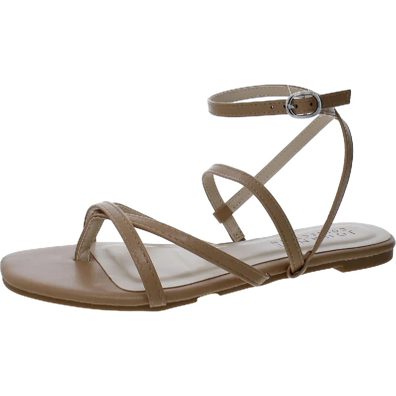 Trendy sandals for men with fabric straps and casual design for laid-back style-Sandals with wedge heels-Journee Collection Womens Faux Leather Thong Strappy Sandals