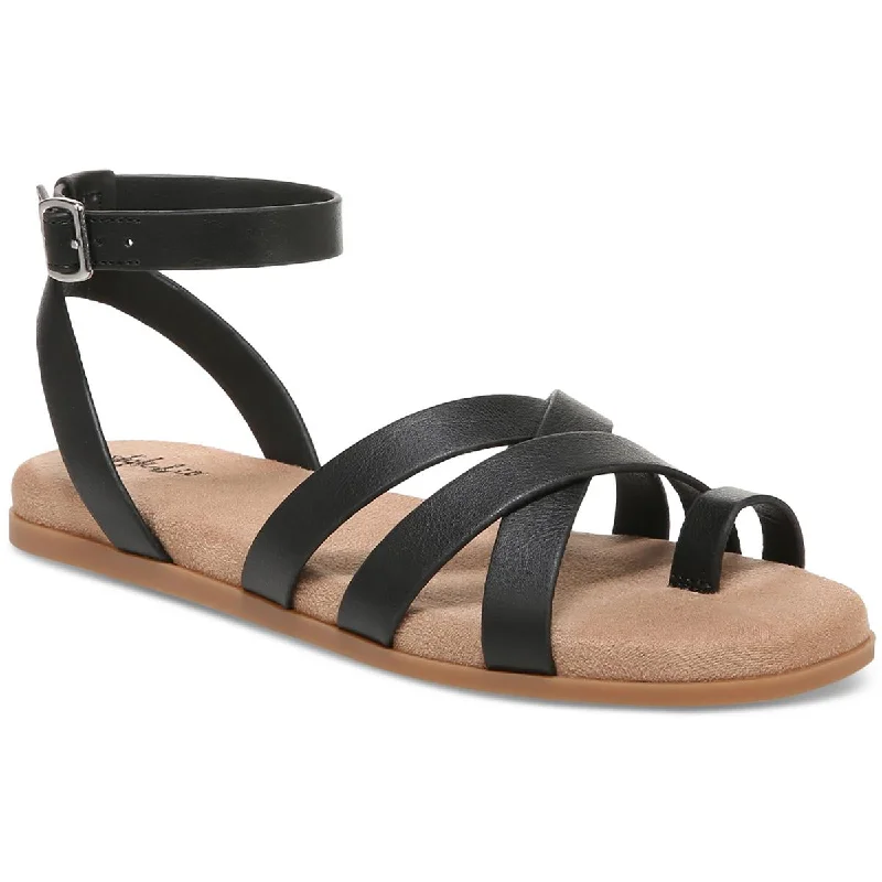 Fashionable sandals for women with metallic straps and bold color combinations-Sandals for streetwear-Style & Co. Womens Parnikka Faux Leather Criss-Cross Slingback Sandals