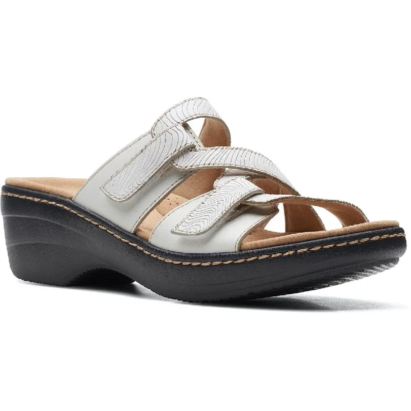 Stylish sandals for men with sporty design and adjustable straps for custom fit-Sandals with lightweight design-Clarks Womens Merliah Karli Faux Leather Slip On Wedge Sandals