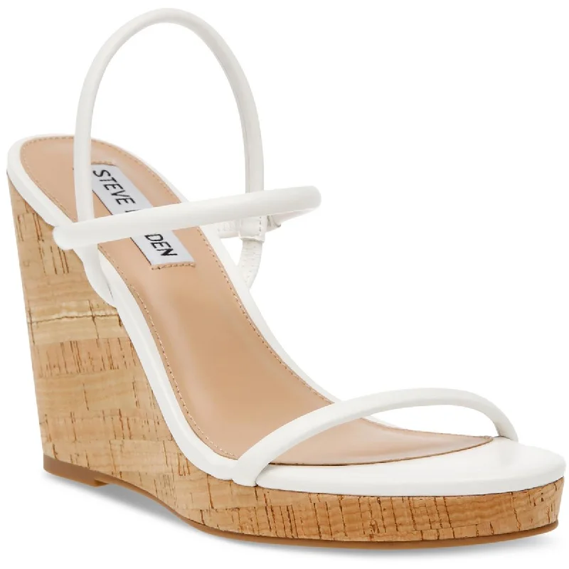 Elegant sandals for women with metallic straps and open-toe design for parties-Sandals for streetwear-Steve Madden Womens Udell Cork Slip On Wedge Sandals