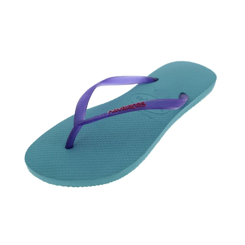 Stylish sandals for women with metallic accents and sleek, minimalist style-Sandals for cruise vacations-Havaianas Womens Slim Logo Pop Up Signature Sandals Flip-Flops