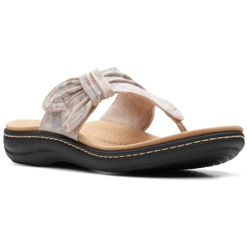 Stylish sandals for women with unique buckle details and flat design-Sandals for women-Clarks Womens LAURIEANN RAE Thong Flip Flop T-Strap Sandals