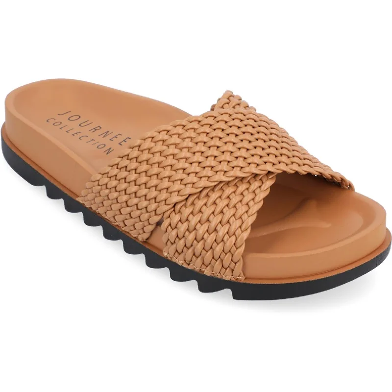 Stylish sandals for women with thick straps and chic buckle details for casual outfits-Sandals with buckle closure-Journee Collection Womens Gretie Woven Slip-On Slide Sandals