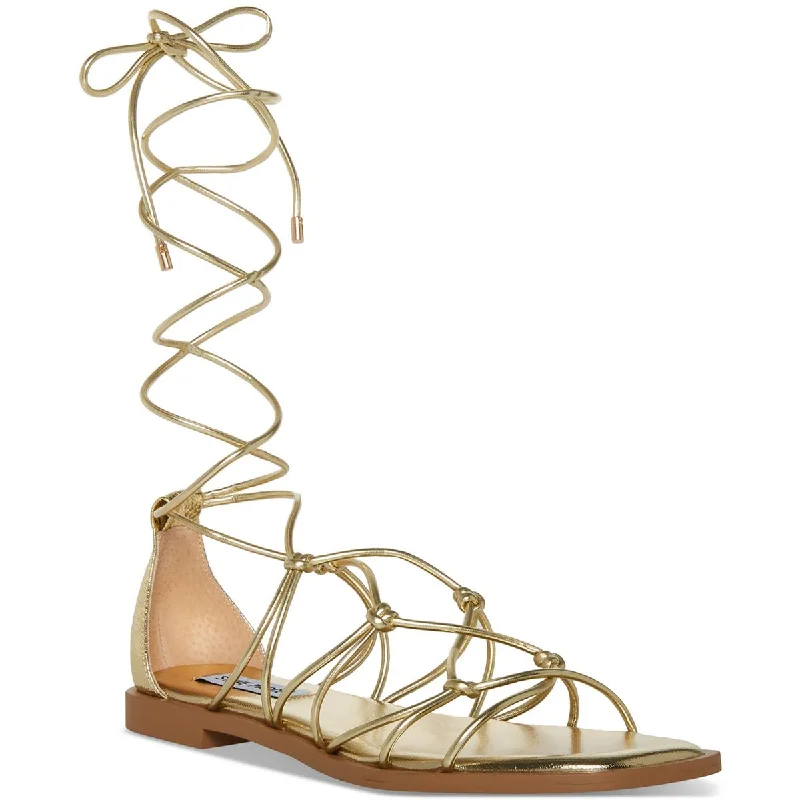 Stylish sandals for men with leather straps and simple yet sophisticated design-Sandals with adjustable straps-Steve Madden Womens AINSLEY Warm Solid Strappy Sandals