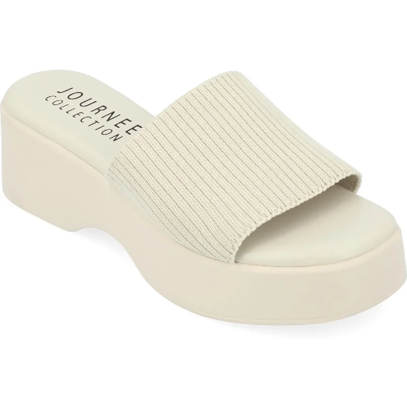 Comfortable sandals for women with contoured footbed and easy-to-adjust straps-Sandals for cold climates-Journee Collection Womens Emani Slip On Casual Slide Sandals