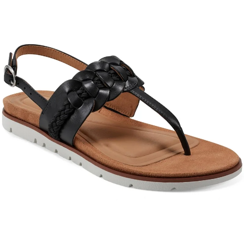 Fashionable sandals for women with metallic straps and bold color combinations-Sandals for dressy occasions-Easy Spirit Womens Elaine Leather Braided Thong Sandals