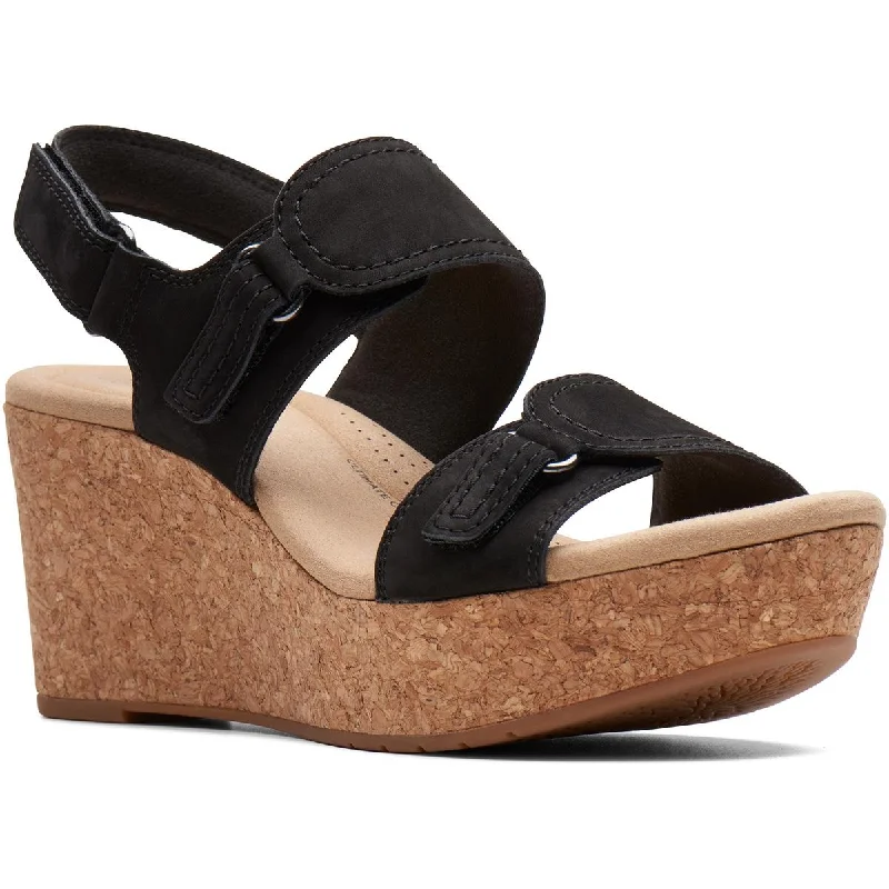 Comfortable sandals for women with adjustable Velcro straps for a perfect fit-Sandals for water sports-Clarks Womens Rose Lane Suede Wedge Sandals