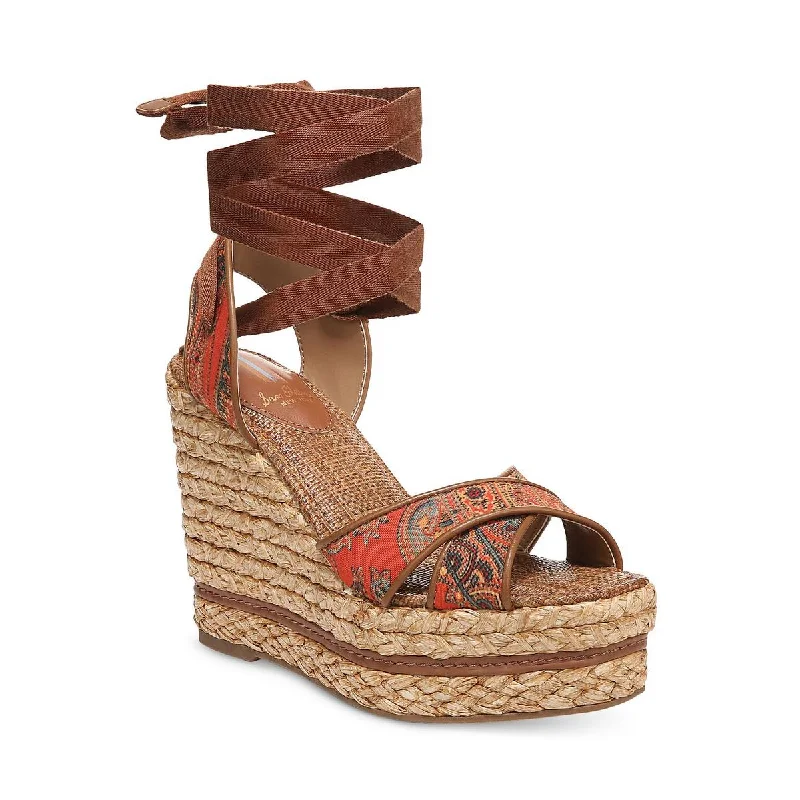 Trendy sandals for men with suede straps and minimalistic design for everyday wear-Sandals with Velcro straps-Sam Edelman Womens Vaughn Raffia Wedge Sandals