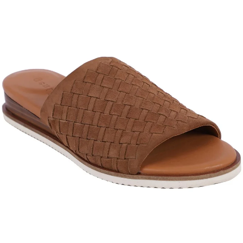 Comfortable sandals for men with elastic straps and cushioned footbed for support-Sandals for running-Gentle Souls by Kenneth Cole Womens Angie Leather Slip On Slide Sandals